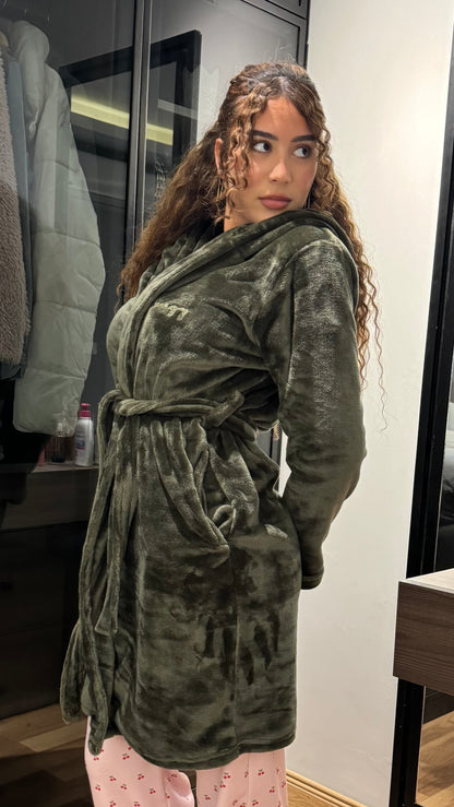 Dark Olive Cozy - Fur Robe