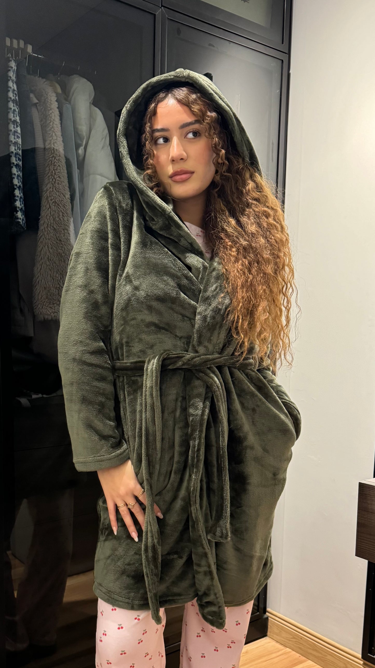 Dark Olive Cozy - Fur Robe