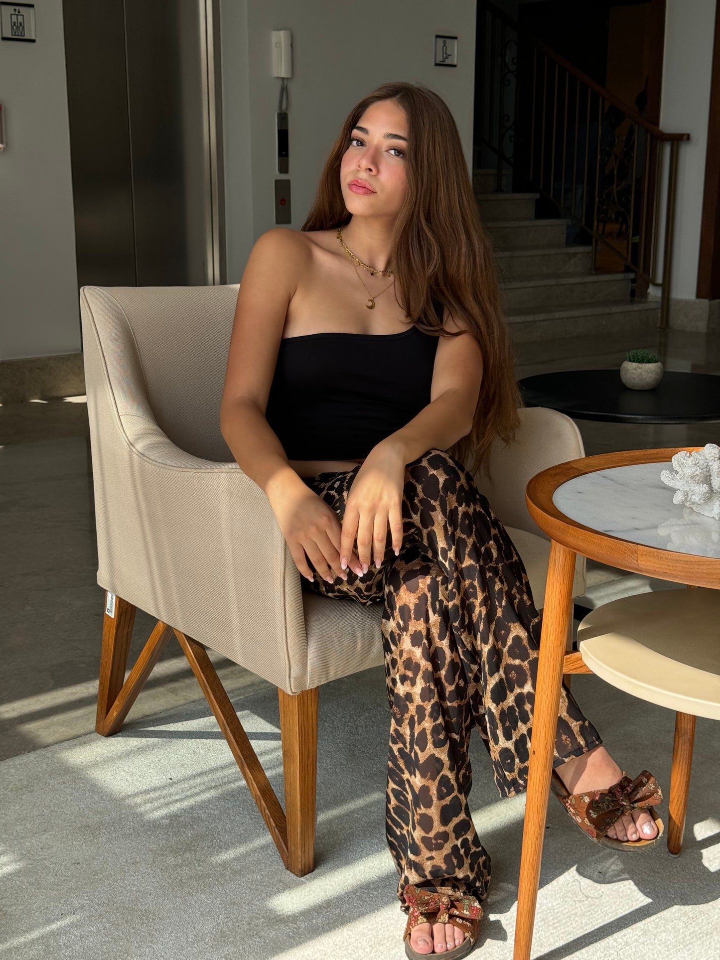 Leopard Cheffon Pants