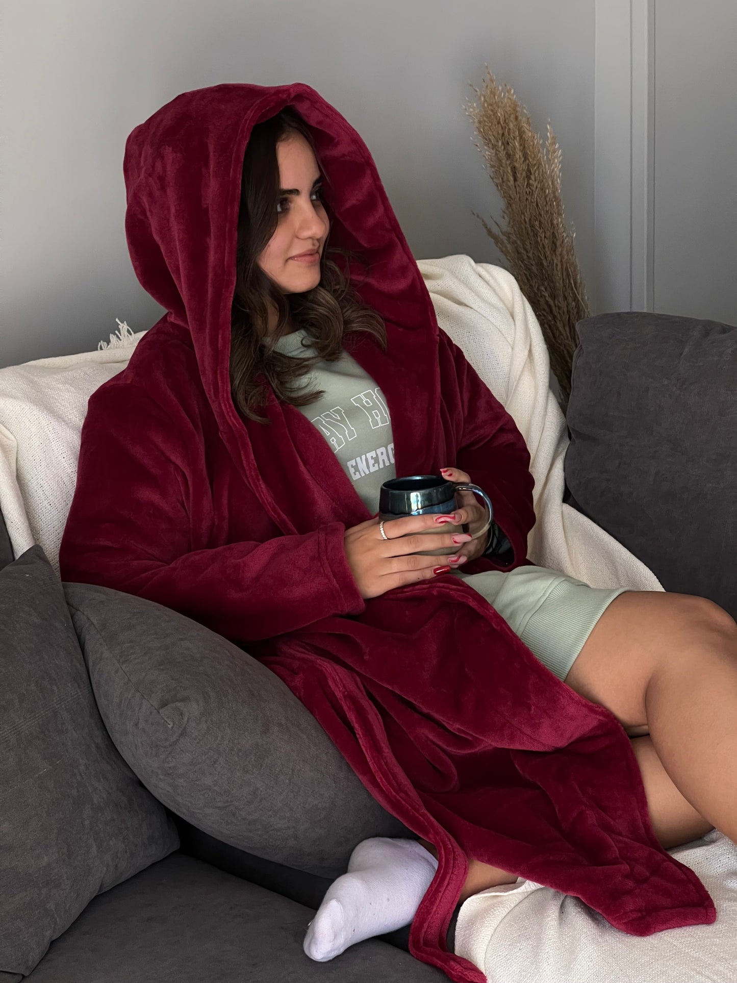 Maroon Cozy - Fur Robe