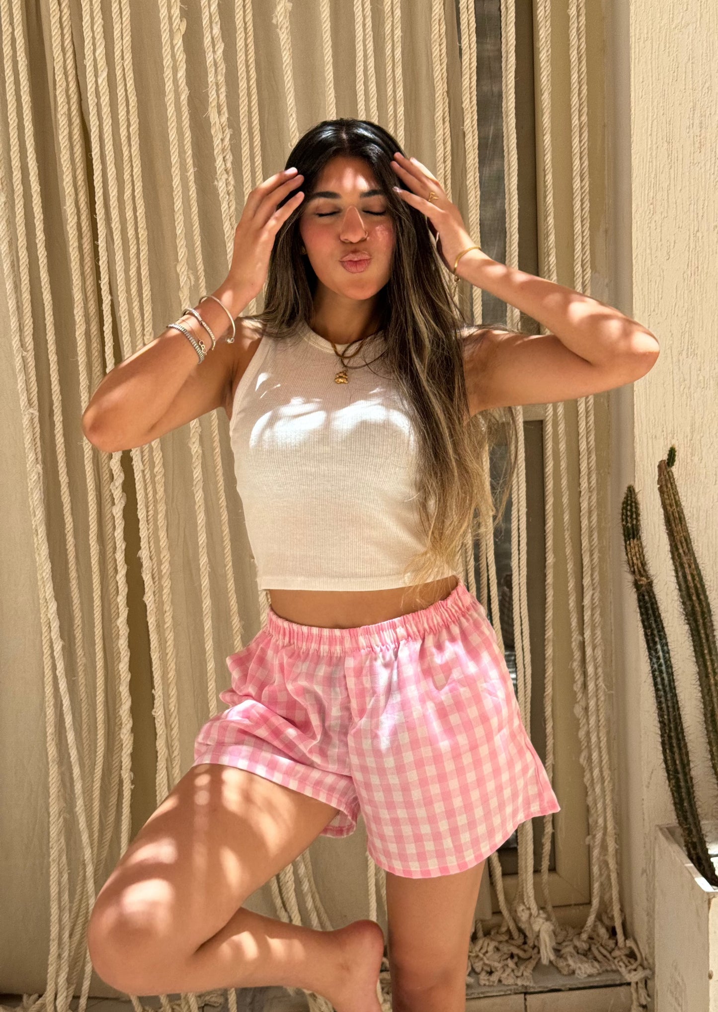 Boxer Shorts Pink Check