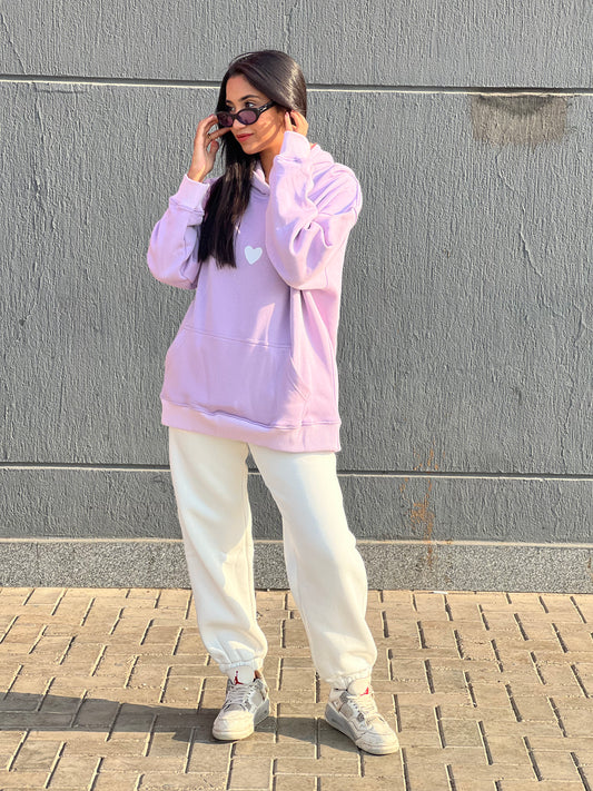 Printed Lavender Oversized Hoodie - Self Love Club