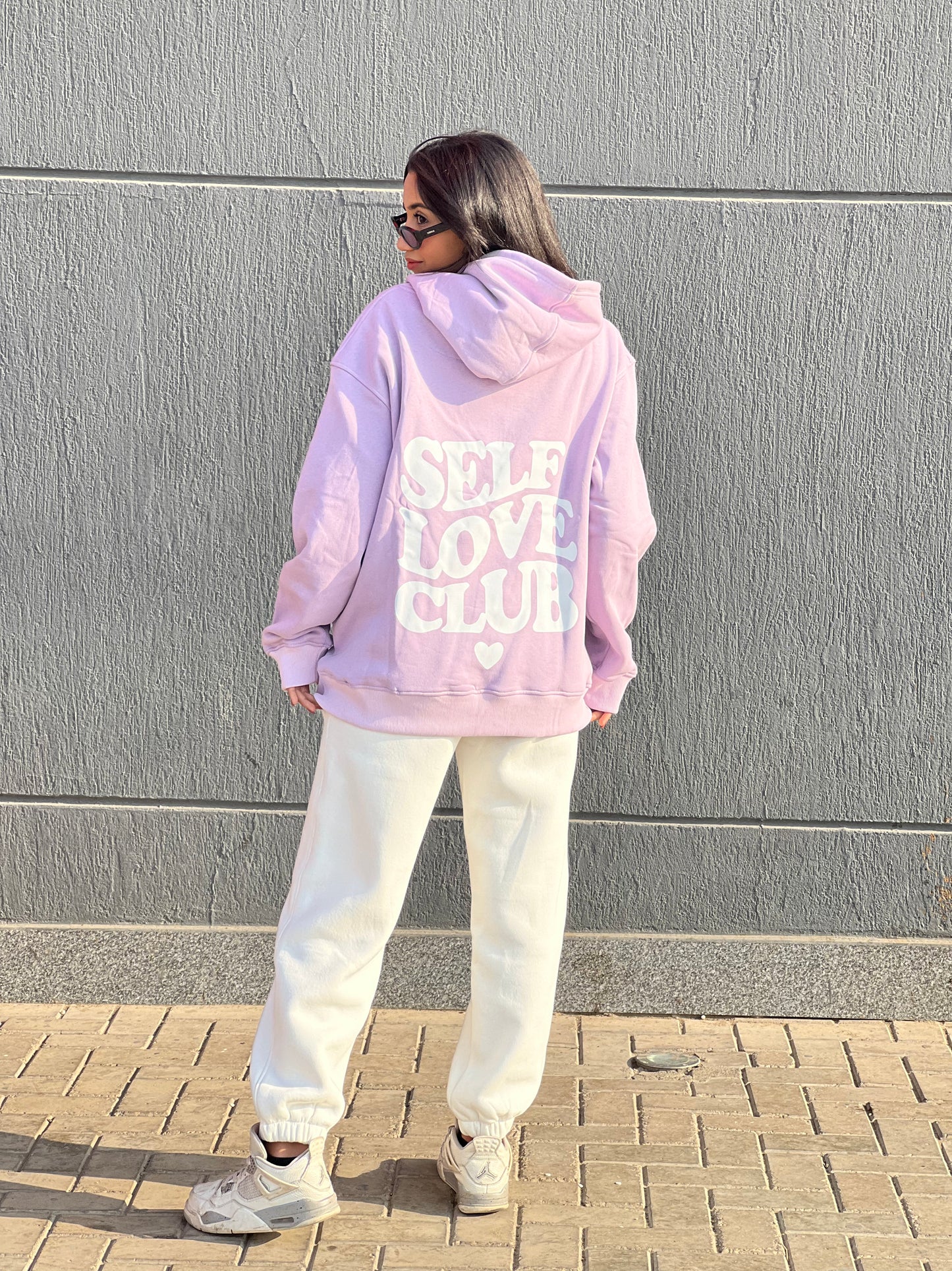 Printed Lavender Oversized Hoodie - Self Love Club