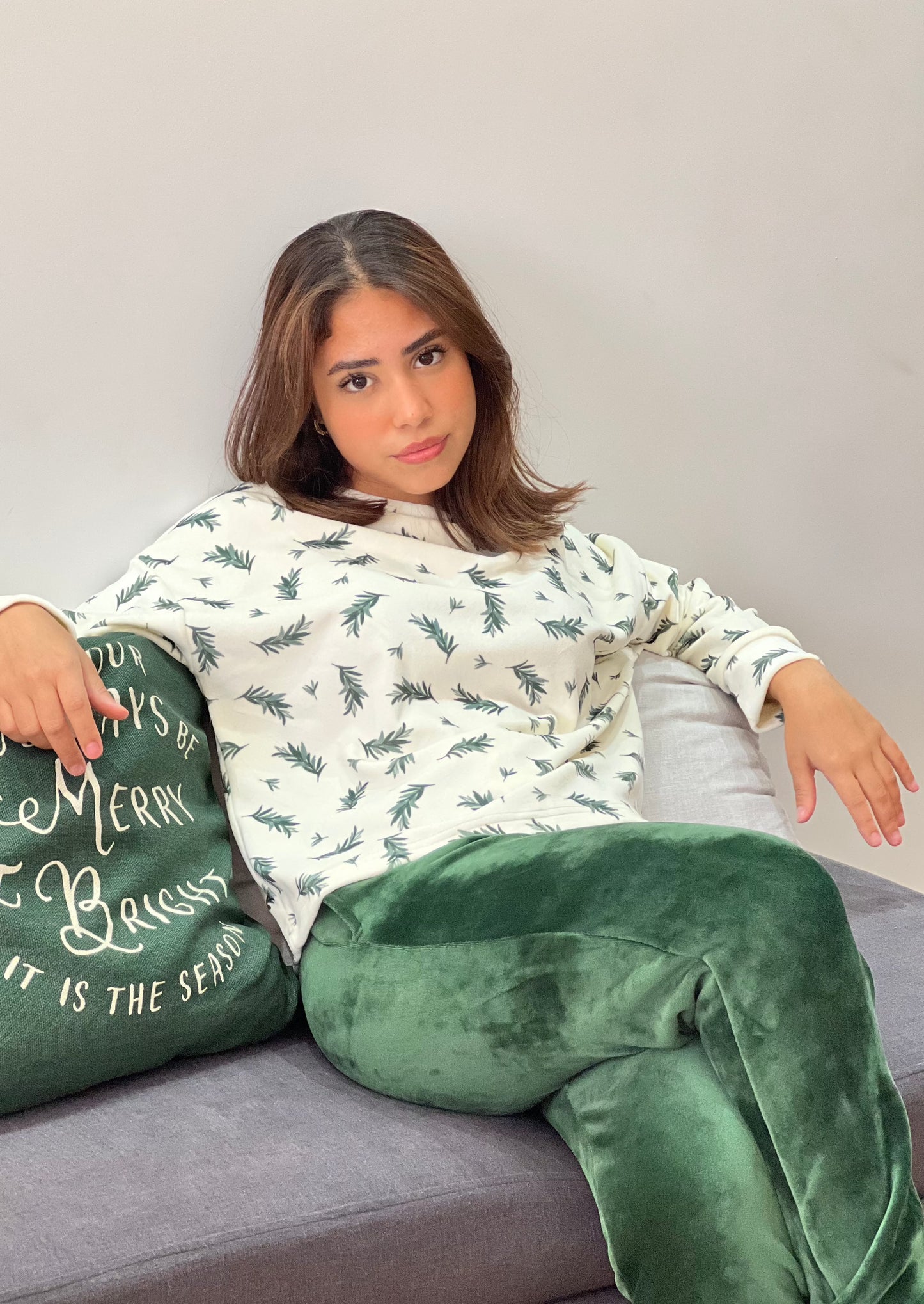 Green Leaves - Velvet Pyjamas