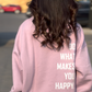 Printed Lavender Oversized Crewneck - Happy