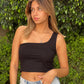 One Shoulder Cropped Top Black