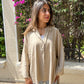 Wide Linen Shirt Beige