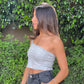 One Shoulder Cropped Top Grey